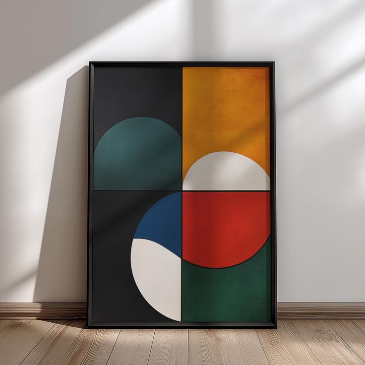 Colorful Geometric Circles Abstract Canvas (Bauhaus Style)