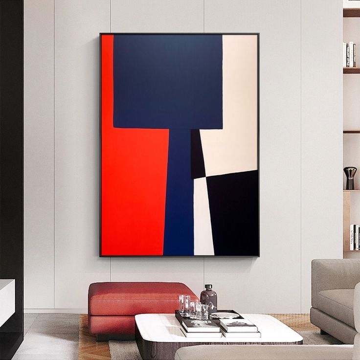 Modern Abstract Canvas Wall Art – Minimalist Geometric Painting for Living Room & Office Decor