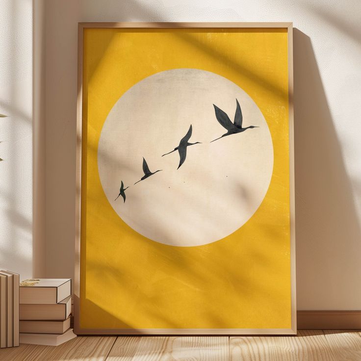 Minimalist Birds and Sun Wall Art
