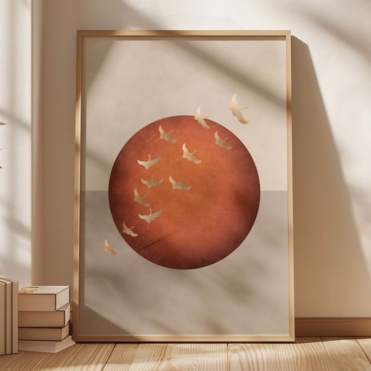 Minimalist Sunset Cranes Canvas Wall Art Print