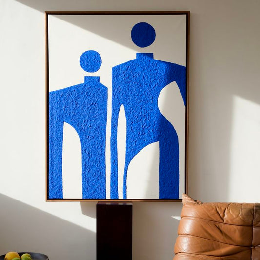 Blue Textured Figures Abstract Canvas