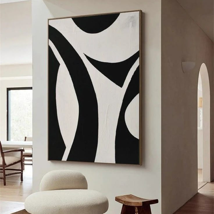 Black & White Vertical Stripes Abstract Canvas