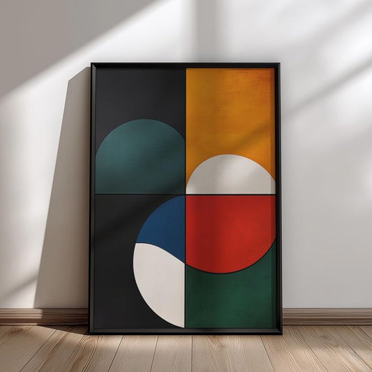 Colorful Geometric Circles Abstract Canvas (Bauhaus Style)