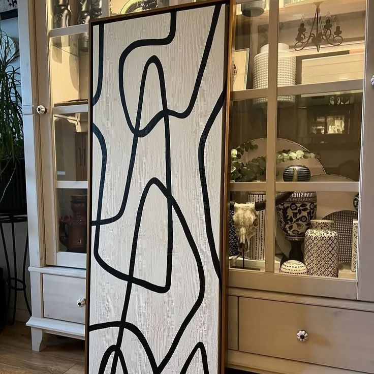 Black & White Abstract Line Art Canvas (Vertical)