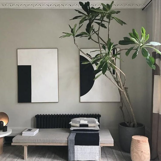 Black & White Geometric Abstract Diptych