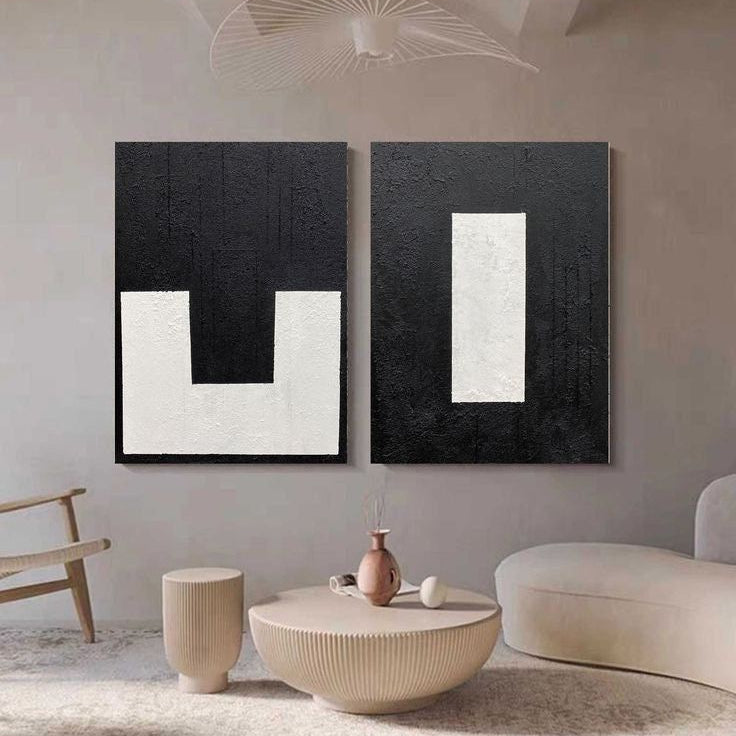 Black & White Organic Curves Abstract Canvas