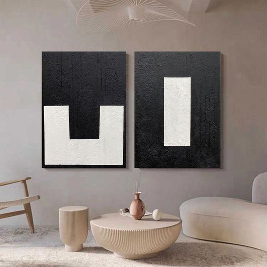 Black & White Organic Curves Abstract Canvas