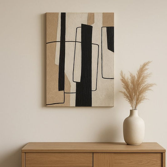Modern Neutral Abstract Geometric Canvas Wall Art